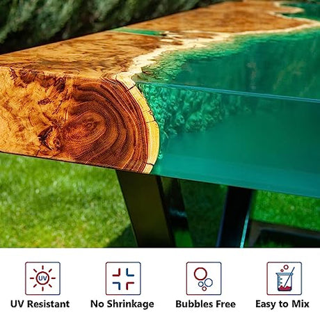 Table Top Epoxy Resin 1 Gallon Crystal Clear Resin Kit 0.5 Gallon Resin and 0.5 Gallon Hardener for Countertops, River Tables, Art Resin, DIY, EPRESINART