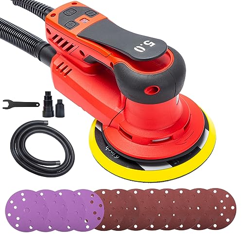 Electric Random Orbital Sander 6-Inch with 350W Brushless Motor,10000RPM,Powerful& Low Vibration for Woodworking,Car Polishing,Carpentry