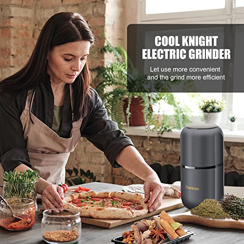 COOL KNIGHT Herb Grinder [large capacity/fast/Electric ]-Spice Herb Coffee Grinder with Pollen Catcher/- 7.5" (Grey) COOL KNIGHT
