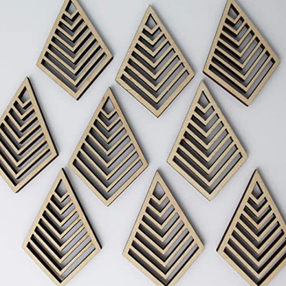 ALL SIZES BULK (12pc to 100pc) Unfinished Wood Laser Cutout Diamond Shape with Chevron Lines Cutouts Dangle Earring Jewelry Blanks Shape Crafts Made