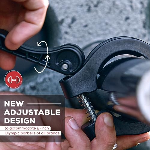 Iron Crush Olympic Barbell Clips - Adjustable & Slim Gym Clamps for Maximum Weight Capacity - Quick Release Barbell Collar Bar Locks for Weight Iron Crush