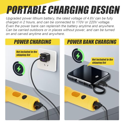 YUCHENGTECH Electric Wood Chisel Carving Tool Electric Woodworking Carving Chisel Tools Electric Wood Carving Chisel with 10 Carving Blades YUCHENGTECH