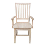 International Concepts Mission Side Chair with Arms, Unfinished IC International Concepts