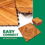 Interlocking Deck Tile (Pack of 10, 12"x12") Acacia Hardwood Deck Tile, Interlocking Patio Tile in Solid Acacia Wooden Oiled Finish Waterproof all RAKYTO