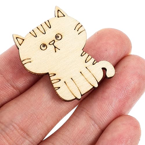 ibasenice 50pcs Unfinished Wooden Cat Cutouts Wood Discs Slices Blank Cat Animal Shaped Disc for Home DIY Handicraft Birthday Party Small Cat Party