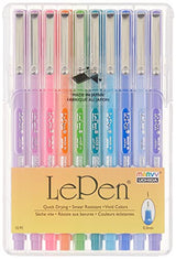Uchida Of America 4300-10C 10-Piece 0.3 Point Size Le Pen Drawing Pen Set, Blue, Orange, Lavender, Pink, Light Blue Uchida of America