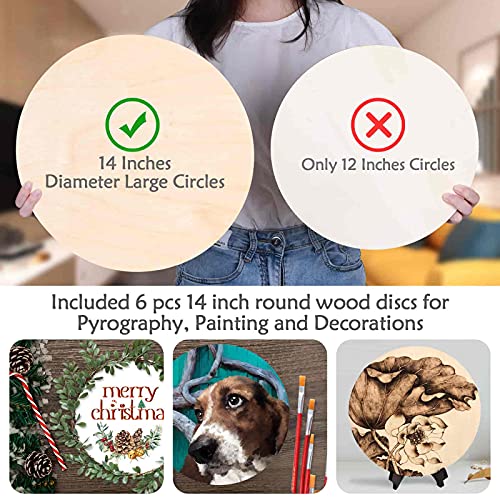 6 Pack 14 Inch Wood Rounds,14 Inch Round Wood Circles for Crafts, Unfinished Wood Circles Wood Sign Blank, Wooden Discs for DIY Crafts, Door Hangers Acejoz