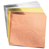 200pcs BUBIMON Imitation Rose Silver Gold Leaf Sheets Gold Foils Sheets Nail Foil for Paint, Resin, Nails, Jewelry, Slime, Arts, Gilding Crafting, Bubimon