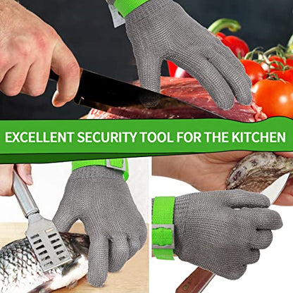 Aillary Level 9 Cut Resistant Kitchen Glove,Food Grade,Machine Washable,Stainless Stell Wire Metal Mesh Safety Work Glove for Mandolin,Meat - WoodArtSupply