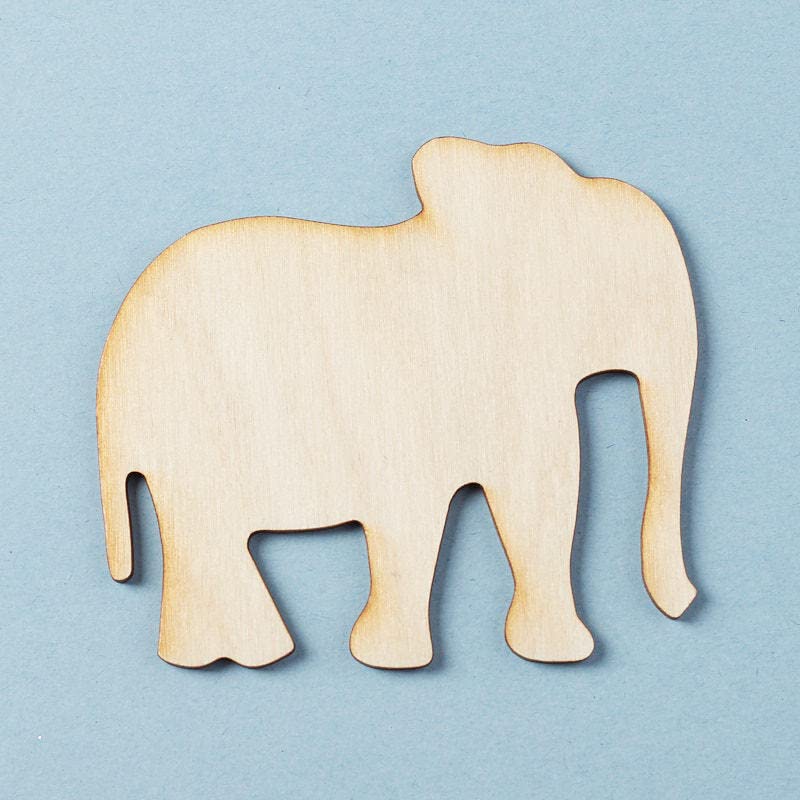 Pack of 24 Unfinished Wood Elephant Cutouts by Factory Direct Craft - Blank Wooden Elephant Shapes to Turn into Wildlife Zoo Animals, African or - WoodArtSupply