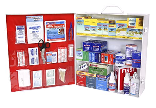 Rapid Care First Aid 80098 3 Shelf All Purpose First Aid Kit Cabinet, Class A+, Exceeds OSHA/ANSI Z308.1 2015, Wall Mountable Rapid Care First Aid