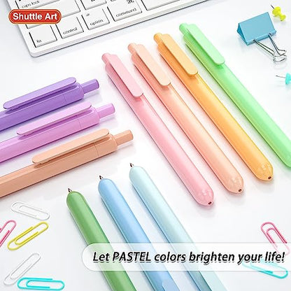 Shuttle Art Colored Retractable Gel Pens, 10 Pastel Ink Colors, Cute Pens 0.5mm Fine Point Quick Drying for Writing Drawing Journaling Note Taking - WoodArtSupply