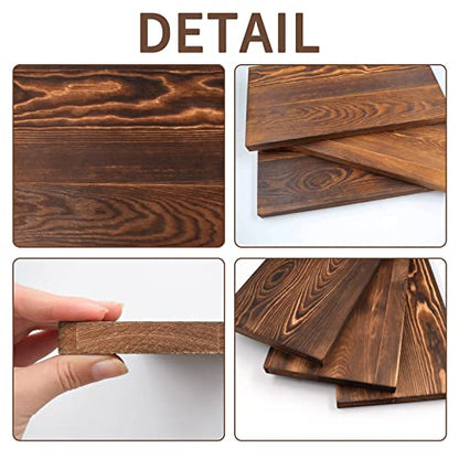 3Pack Unfinished Wood Rectangles Thick Heavy Carbonized Paulownia Wood Art Boards Blank Wooden Chipboard for Wall Shelf DIY Crafts Home Decorations