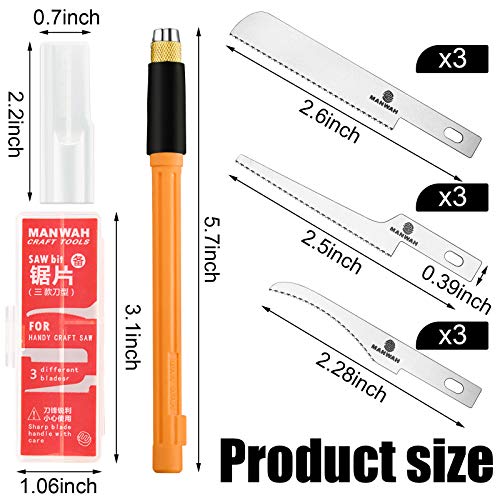 Mini Hand Saw Model Tools Modelling Knife Hobby DIY Craft Razor Saw Hacksaw Tool Kit with 9 Pieces Craft Blades for Hand Cutting Tree Limbs and Honoson