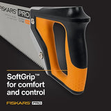 Fiskars Pro Power Tooth Universal Hand Saw - 15" Blade and Safety Sheath - Carpenter Saw - Holiday Gift Construction Tools - Orange/Black Fiskars