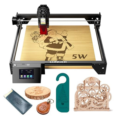 Longer Ray5 Laser Engraver Machine Laser Cutter Engraving CNC Machine, 5W Laser Engraver with 0.08 * 0.08 Compressed Spot, 32-bit Motherboard, DIY