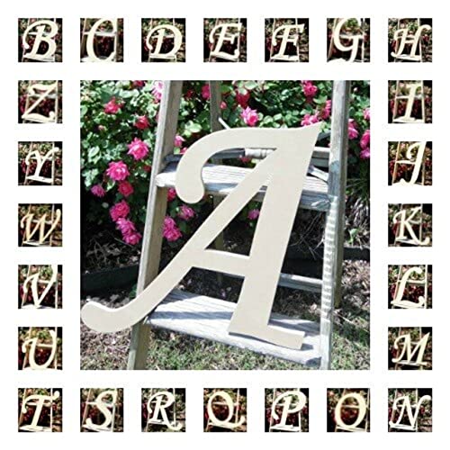 8" Wooden Monotype Font Craft Letter A Unfinished, Blank Fancy Script Monogram Cutout on 1-4" MDF - WoodArtSupply