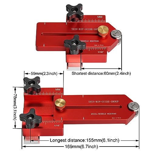 DDWT Extended Thin Rip Jig Table Saw Jig Guide for Repeat Narrow Strip Cuts Works with Saw Router Table Band Saw - Extended Version DDWT