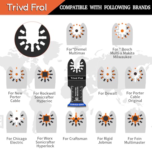 Trivd Frol 20PCS Japanese Tooth Oscillating Saw Blades, Curved Edge Oscillating Multitool Blades Clean Cut for Wood, Plastic, Oscillating Tool Blades Trivd Frol