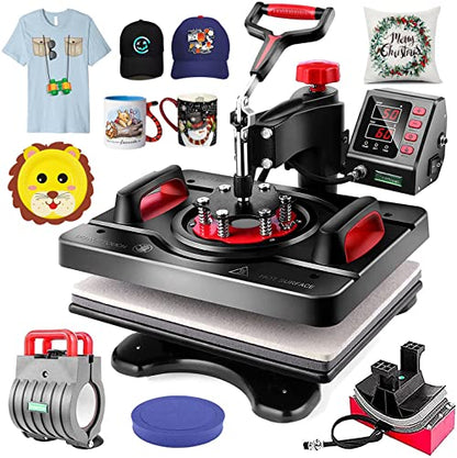 WHUBEFY Upgraded Heat Press Machine for Shirts 15 x 12 Inch T Shirt Press Machine 360-Degree Swing Digital Shirt Printing Heat Transfer Sublimation - WoodArtSupply