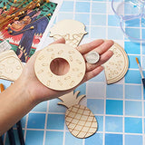 Elecrelive 25pcs Natural Unfinished Wooden Cutouts Ornaments Watermelon Ice Cream Pizza Pineapple Doughnut Blank Wood Slice Pieces for DIY Art Crafts EEE ELECRELIVE