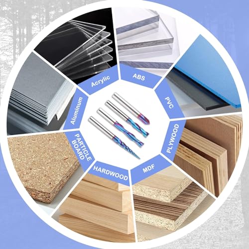 HQMaster CNC Router Bits 4pcs 1/4 Inch Shank Carving Bit Set for Wood Detail Profile V Groove Engraving Solid Carbide CNC Router Bit Collection HQMaster