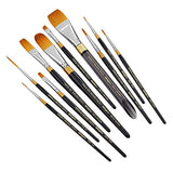 KINGART Original Gold Series Premium Golden Taklon, Multimedia Artist Brushes, Gift Box, Set of 10 PCS KINGART