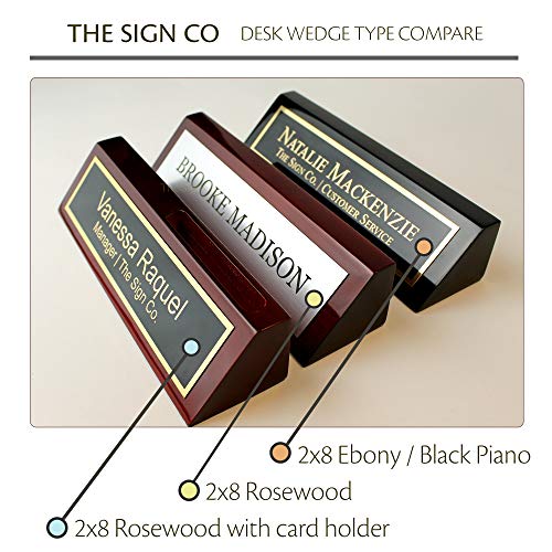 Personalized Office Name Plate for Desk - Engraved Business Desk Name Plate in Rosewood - Includes Engraving - WoodArtSupply