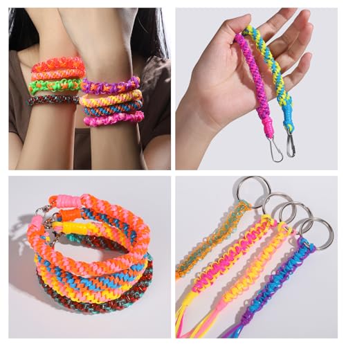 Fandamei Lanyard String Kit, 12 Colors Plastic String Lacing Cord