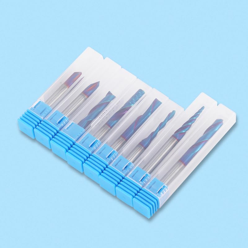 HQMaster CNC Router Bits 1/4 Inch Shank Carving Bit Set for Wood Detail Profile V Groove Engraving Solid Carbide CNC Router Bit Collection HQMaster