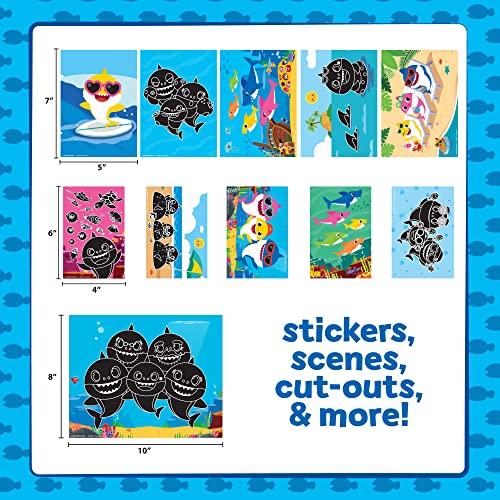 Baby Shark Ultimate Scratch ‘N Color Set by Horizon Group USA, 56 Scratch Art Activities, Including Stickers, 3D Shapes & More, Scratch Art for Kids Baby Shark