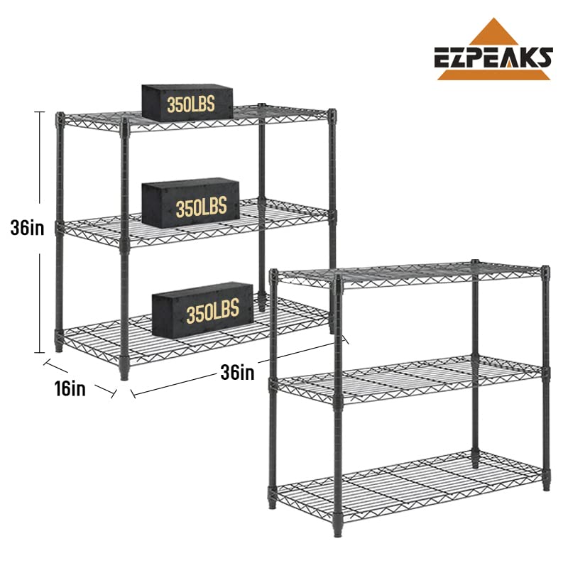 EZPEAKS 6-Shelf Shelving Unit, Changeable into 2 of 3-Shelf Units, Adjustable Heavy Duty Steel Wire Shelves, 350 lbs Loading Capacity Per Shelf EZPEAKS