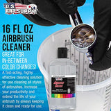 U.S. Art Supply Airbrush Cleaner, 16-Ounce Pint Bottle - Fast Acting Cleaning Solution, Quickly Remove Water-Based Acrylic Paint, Watercolor, Makeup US Art Supply