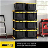 CX Black & Yellow®, 4-Tier Heavy Duty Plastic Storage Shelving Unit, 200lbs/shelf (55”H x 48”W x 20”D), for Indoor/Outdoor Organization, Modular Rack CX