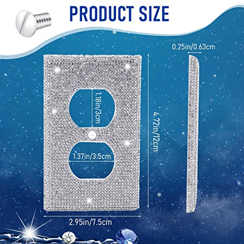 Outlet Covers.2 Pack Shiny Rhinestones Wall Plate Rhinestones Light Switch Cover Decorative Bling Switch Cover Crystal Outlet Covers Decorative Wall Mozeat Lens