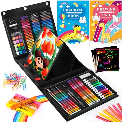 iBayam Art Kit, 251-Pack Art Supplies Drawing Kits, Arts and Crafts Gifts Box for Kids Teen Girls Boys, Art Set Case with Trifold Easel, Scratch - WoodArtSupply