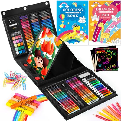 iBayam Art Kit, 251-Pack Art Supplies Drawing Kits, Arts and Crafts Gifts Box for Kids Teen Girls Boys, Art Set Case with Trifold Easel, Scratch