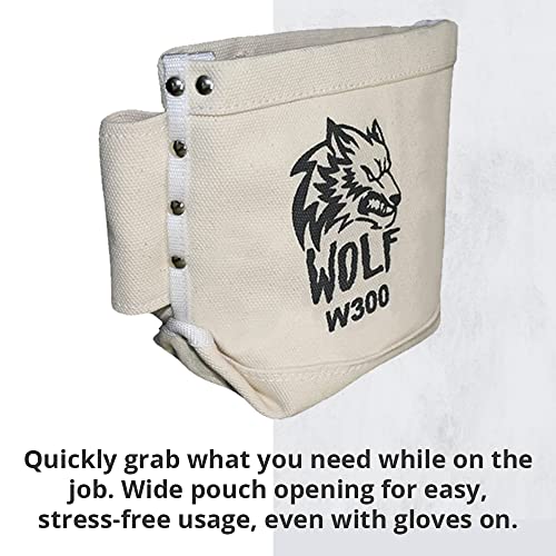 Wolf Canvas Tool Pouch, Tunnel Belt Loop, Bull Pin Loops & Bolt Bag Tote | Tradesman, Ironworker, Carpenter, 5’’x10’’x9’’ - WoodArtSupply