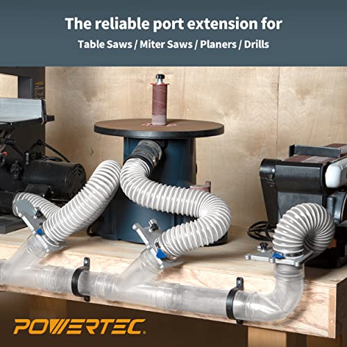 POWERTEC 70135-P4 4-Inch Aluminum Blast Gate for Dust Collector, Dust Collection Fittings, 4 PK POWERTEC