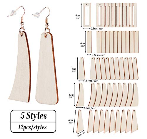  ilauke Wood Earrings Blank Unfinished Wood Earrings Teardrop  Ellipse Pendants 8 Styles Sublimation Earring Blanks, 80pcs Wooden Earring  Blank for Women Girls Jewelry Making DIY Earring Supplies