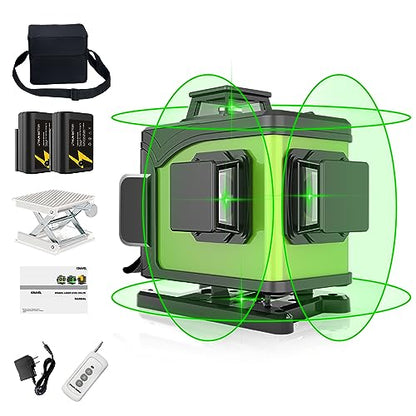 KINAVEL Laser Level 4x360 Self Leveling 16 Lines Green Beam 4D Cross Professional Line Laser Tool Pulse Mode for Construction Tiling Picture Hanging - WoodArtSupply