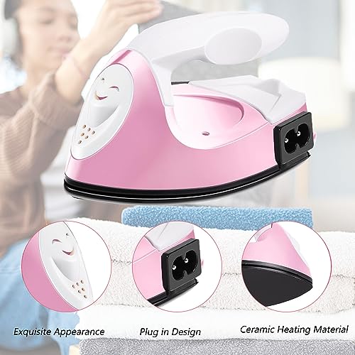 GoLashFun Mini Craft Iron,Pink Mini Heat Press Machine Small Iron Portable Travel Handy Heat Iron-on for DIY Transfer Projects,Crafting Clothes GoLashFun
