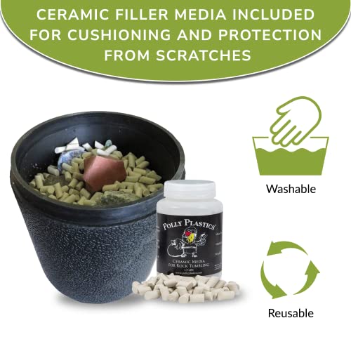 Polly Plastics Rock Tumbler Grit and Polish Refill & Ceramic Tumbling Filler Media - Silicone Carbide Polisher Grit - Rock Polish Supplies & Polly Plastics
