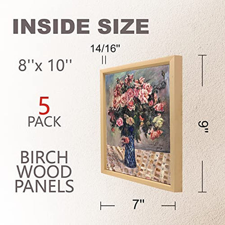 Unfinished Wood Boards Canvas for Painting, 5 Packs 3/4’’ Deep Cupohus 8’’ x 10’’ Wooden Cradled Panels for Pouring Art, Crfats, Paints and More Cupohus