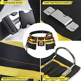 LOTKEY Tool Belt, 13 Pockets Tool Belts for Men Including Steel Hammer Loops Measuring Tape Holder Tool Pouch Adjustable Up to 41" for Woodworker, LOTKEY