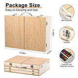 Art Supplies, Deluxe Kids Art Set with Drawing Easel, Crafts Kit in Portable Wooden Case, Oil Pastels, Colored Pencils, Watercolor Cakes, Sketch POPYOLA