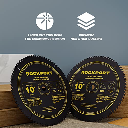 ROCKPORT Table Saw Blades 10 inch 80 Teeth - (3 Pack) 10" Table Saw Blades & 10 inch Miter Saw Blades, 5/8" Arbor, Multipupose Carbide Tip Circular - WoodArtSupply