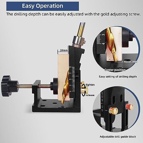 HFM Pocket Hole Jig Tool Kit for Carpentry, Pocket Hole Drill Guide Jig Set for 15° Angled Holes, Portable Wood Pocket Hole Screw Clamp System for - WoodArtSupply