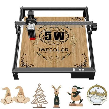 IWECOLOR Laser Engraver, 50W High Accuracy Laser Engraving Machine with 410x400mm Large Working Area, 5.5-7.5W Laser Power Engraver and Cutter for IWECOLOR