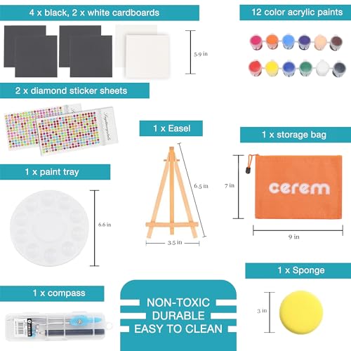 Mandala Dotting Tools Kit with Acrylic Paints and Reusable Stencils - Dot Art Set for Rock Painting, DIY Craft Project, Home Decor Drawing Activity CEREM